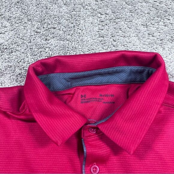 Under Armour Polo Shirt Heat Gear Loose Fit Golf Men's Red Size XL - Picture 4 of 6